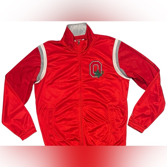 STARTER BOMBER FULL ZIP JACKET OHIO STATE BUCKEYES SCRIPT LOGO RED MEN SZ LARGE - Picture 2 of 13